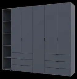 Комплект Doros Гелар з Етажеркою Графіт 2+3 ДСП 231.9х49.5х203.4 (42005057) - мініатюра 5