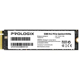 Твердотільний накопичувач SSD 256Gb, ProLogix S380, PCI-E 3.0 x4, M.2 2280, 3D TLC, 2300/2000 МБ/с (PRO256GS380)