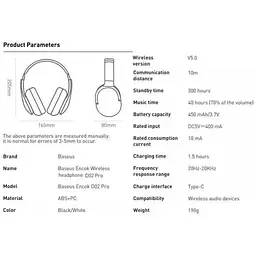 Бездротові навушники повнорозмірні Baseus Encok Wireless headphone D02 Pro рожеві - мініатюра 9