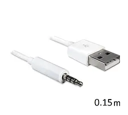 Кабель Audio USB для iPod Shuffle Jack TRRS M USB AM, 0,15 м. білий