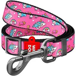 Повідець для собак Waudog Nylon Єдинороги, 122х1,5 см, різнобарвний