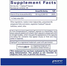 Вітамін Pure Encapsulations Vitamin D3 VESIsorb 60 капсул - мініатюра 2