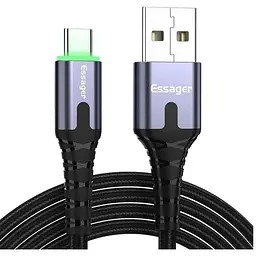 Дата кабель USB 2.0 AM to USB-C 2.0m 3A LED black Essager (EXCT-XGA0G)