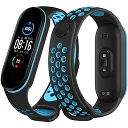 Ремінець Becover Vents Style для Xiaomi Mi Smart Band 7 Black-Blue (710503) - мініатюра 2