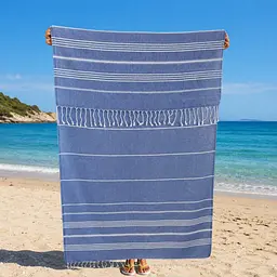 Рушник пештемаль Turkey Towel 100х180 см легкий великий для пляжу басейну бані сауни підстилка на дачу пікнік природу відпустку море полоса синій