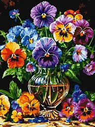 Картина за номерами - Яскраві квіти у скляній вазі art_selena_ua