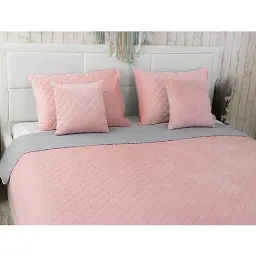 Покривало Руно двостороннє Velour Pink and Grey ромб 180х220 см рожево-сіре - мініатюра 4
