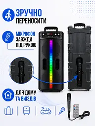 Портативна Bluetooth-колонка чорна 20 Вт з мікрофоном і RGB-підсвічуванням (49676025) - мініатюра 6