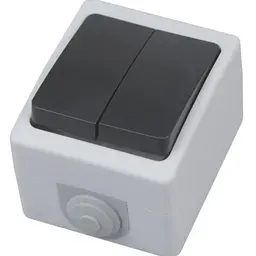 Вимикач Horoz Electric Atom 2-й накладний чорно-сірий