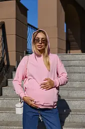 Худі для вагітних, годуючих світшот для майбутніх мам тринитка без начісу Chelm S-M (42-44) Lullababe рожевий - мініатюра 4