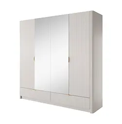 Шафа для одягу Perfect Home Ланте / Lante 4-дверна з дзеркалом і золотими ручками 4D2S/213 Беж (PFH-091124)