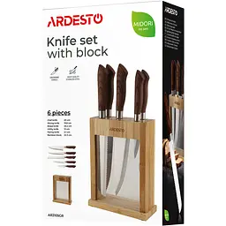 Набір ножів Ardesto Midori з блоком 6 предметів коричневий (AR2105GR) - мініатюра 10