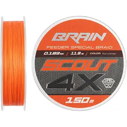 Шнур Brain Scout 4X 150m (fluoro Orange) 0.183mm 11.9kg
