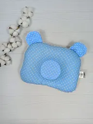 Дитяча ортопедична подушка 24×32 для новонароджених a.l.babybox Горох Блакитний