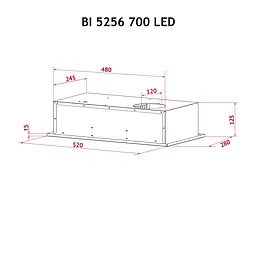 Витяжка повновбудована PERFELLI BI 5256 BL 700 LED - мініатюра 11