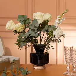 Ваза декоративна скляна в стилі Хайтек 17.5 см, чорний Flower Season HP-10-32 - мініатюра 5
