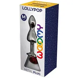 Металева анальна пробка Wooomy Lollypop Double Ball Metal Plug Red M, - мініатюра 3