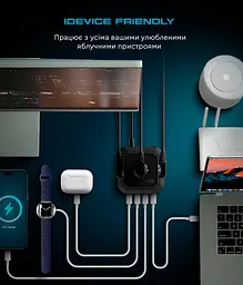 Мережевий зарядний пристрій ArmorStandart Resolute Power ARP- 544 100W GaN 2m Black (ARM73177) - мініатюра 3