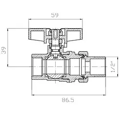 Кран з американкою Koer Extreme KE.227-15 - 1/2" ручка "метелик" червона KR5765 - мініатюра 2