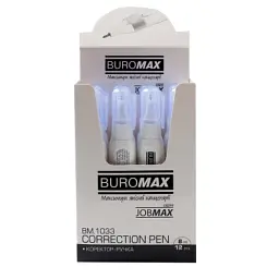 Коректор Buromax ручка 8 мл Jobmax, спиртова основа, металевий наконечник (BM.1033) - мініатюра 3