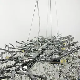 Видовжена срібна люстра DIAMINA з кришталевим камінням у корпусі 150 см | Арт. 33007-L1500*400 CH | Line F - мініатюра 2
