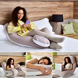 Подушка для вагітних та годування 2 в 1 зі знімною наволочкою Big U XL Mothercare Бежевий / Шоколад - мініатюра 5