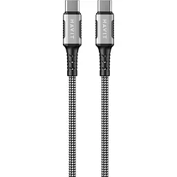 Кабель Havit CB6297 PD60W 3A USB-C to USB-C 1 м чорний (HV-CB6297)