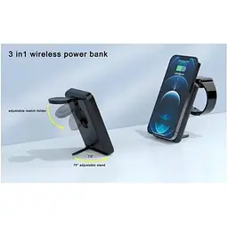 Магнітний павер банк Foldable Magnetic Wireless Charger with зарядний 2-in-1 5000mAh power bank D8 - мініатюра 2