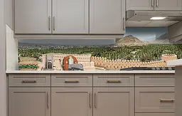 Вініловий кухонний фартух Фортеця в пустелі наклейка для кухні ПВХ Архітектура Зелений Happy Pocket Z181620 - мініатюра 3