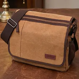 Містка текстильна сумка для ноутбука 13" через плече Vintage 22201коричнева