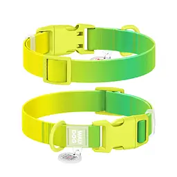 Нашийник для тварин WAUDOG Nylon Recycled з QR паспортом, градієнт, M салатовий (47015)