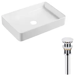 Комплект Qtap Tern: Раковина накладна прямокутна 600x400x110 мм WHITE + Донний клапан PU02 (QT17112174WN47303)