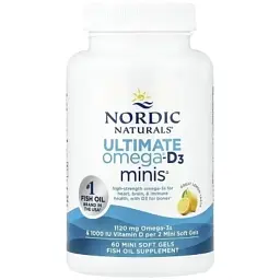 Вітамінно-мінеральний комплекс Nordic Naturals Омега-3 та вітамін D3, 1120 мг та 25 мкг (1000 МО), смак лимона, Ultima (NOR-06105) - миниатюра 3