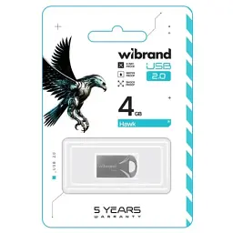 USB флеш накопичувач Wibrand 4GB Hawk Silver USB 2.0 (WI2.0/HA4M1S) - мініатюра 2