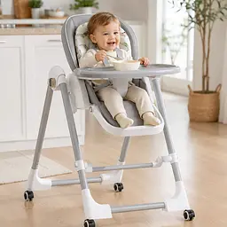 Стільчик для годування BabyChair з регульованою спинкою та столиком, шезлонг, колеса, складаний X-715 - мініатюра 3
