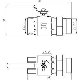 Кран кульовий прямий з американкою Selba 1 1/4″ КР SL1509 - мініатюра 3