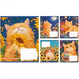 Набір зошитів 1 Вересня Sunny cat А5 12 аркушів у косу лінію 25 шт. (768770)