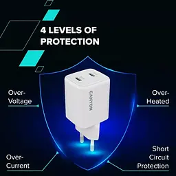 Зарядний пристрій Canyon CU35CC GaN 35 Вт 2xPD EU білий (CNS-CUW35CC) - мініатюра 8