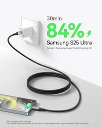 Кабель нейлоновий INIU DI-D5CC USB-C 100 Вт швидка зарядка 2 м чорний (SKU-171) - мініатюра 5