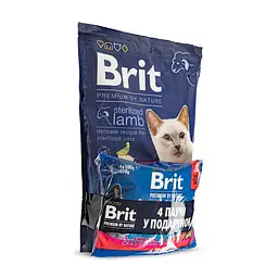 НАБІР Корм ​​сухий Brit Premium Sterilized Lamb д/стерилізованих котів ягня 1,5 кг + 4 паучі М'ясна тарілка - мініатюра 2