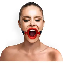 Кляп силіконове кільце натуральна шкіра, Gag ring внутрішній діаметр кільця 40 мм, Червоний