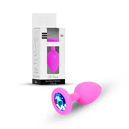 Анальна пробка - Jewellery Silicone Pink Plug M Light Blue - мініатюра 1