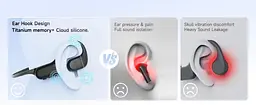Навушники для плавання ESON X33 Open Ear, водонепроникні IP68 з пам'яттю 32GB, MP3-плеєром, Bluetooth 5.3, кістковою провідністю для спорту та бігу - мініатюра 10