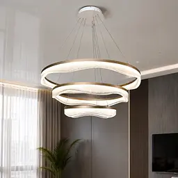 Підвісна LED-люстра Diasha MD86672/800+600+400CG для вітальні, зали та сходів, пульт, 122 W, 78 см, 14-20m2