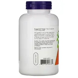 Натуральна добавка NOW Fenugreek 500 mg, 250 капсул - мініатюра 3