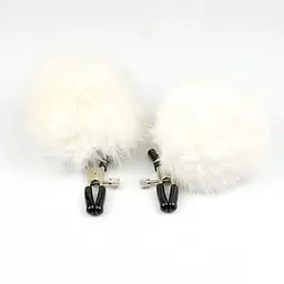 Затискачі для сосків з хутром Pom Pom Nipple Clamps регульовані Червоні - мініатюра 4