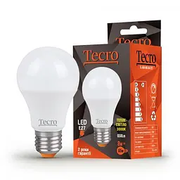 Світлодіодна лампа E27, 8 Вт, 3000K, A60, Tecro, 650 Лм, 220V (TL-A60-8W-3K-E27)