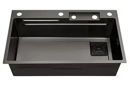 Кухонна мийка Kroner KRP Schwarze - SET7545HM PVD (3.0/0.8 мм) (CV033382) - мініатюра 10