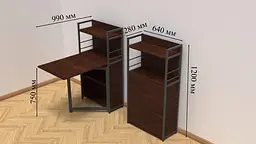 Стіл книжка з етажеркою Практик 1 Ferrum-decor 1200x640x990 Чорний метал ДСП Венге Магія 16 мм (FRD-105391) - мініатюра 4