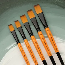 Пензель синтетика плоска FLAME 1368F коротка ручка Rosa - мініатюра 5